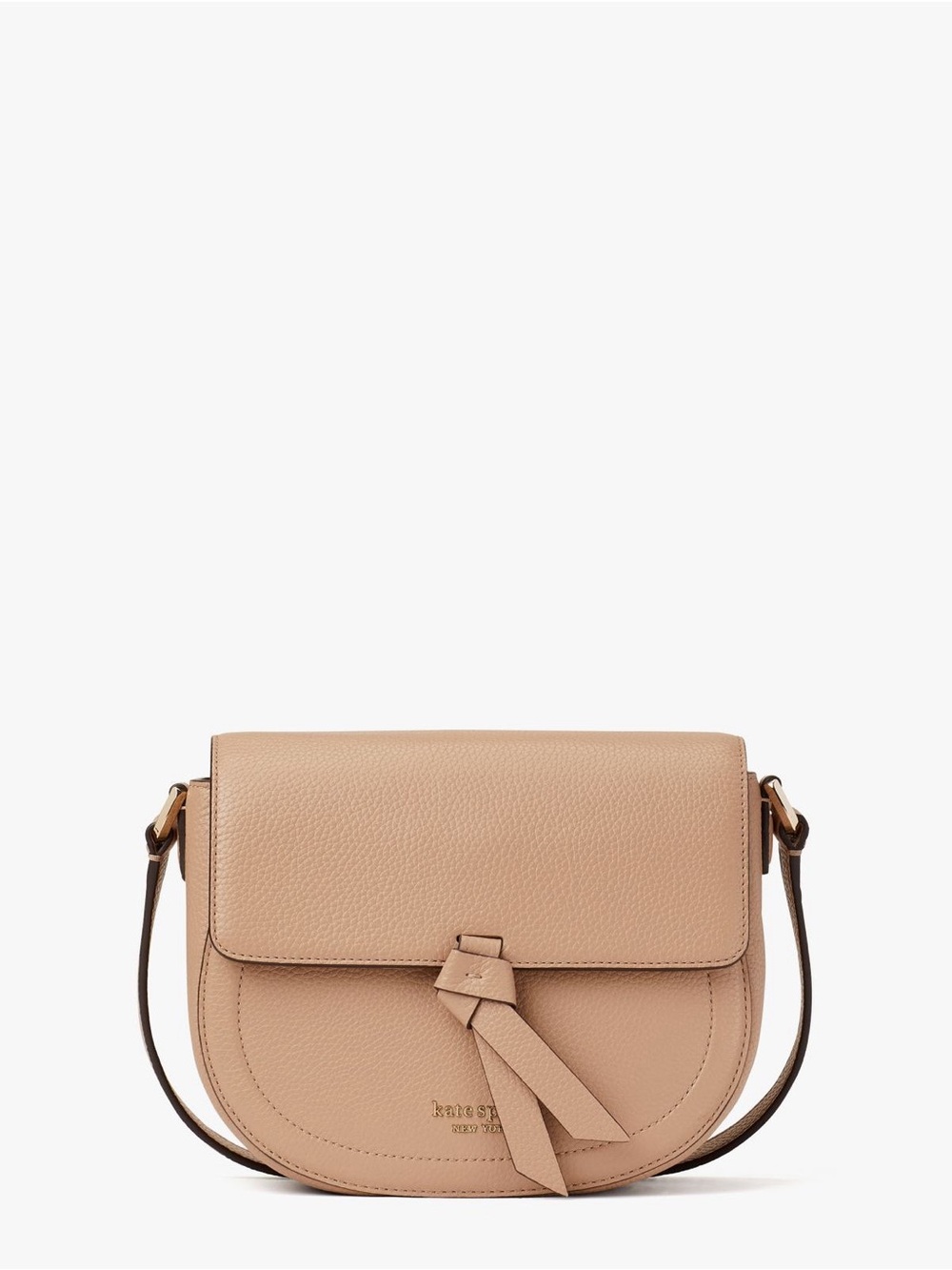 kate spade Pebbled Leather Saddle Bag in Beige